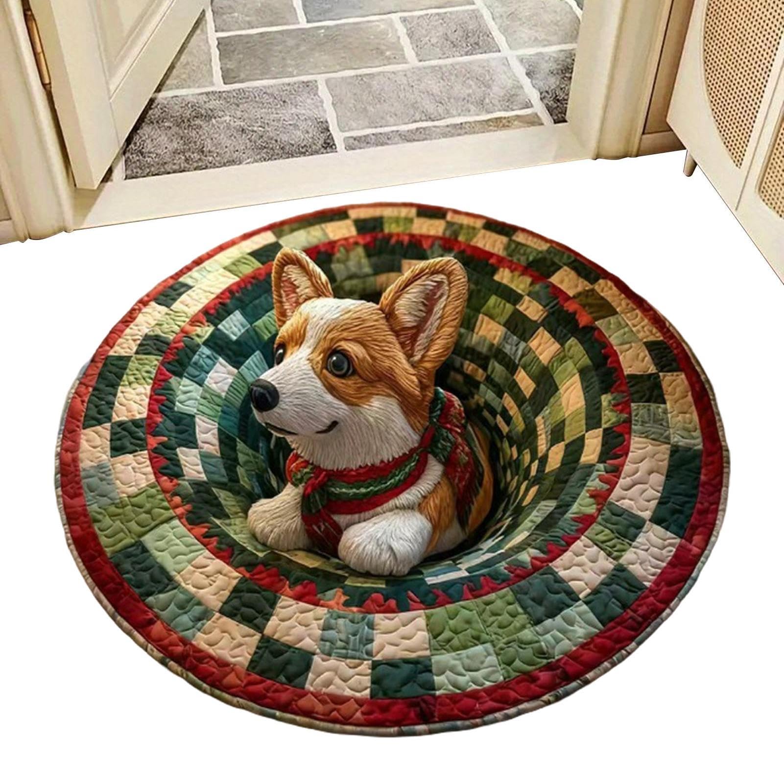 Tapis de Noël interieur rond pour securiser les sols lisses en fete
