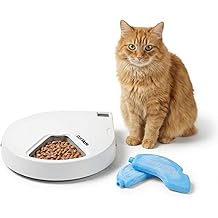 وحدة تغذية الحيوانات الأليفة الأوتوماتيكية Cat Mate C500 ذات 5 أوعية والتي يتم التحكم فيها بواسطة مؤقت رقمي - للقطط والكلاب الصغيرة، طعام رطب أو جاف، تتضمن عبوتين من الثلج، 5 وجبات يصل وزن كل منها إلى 0.73 رطل، باللون الأبيض