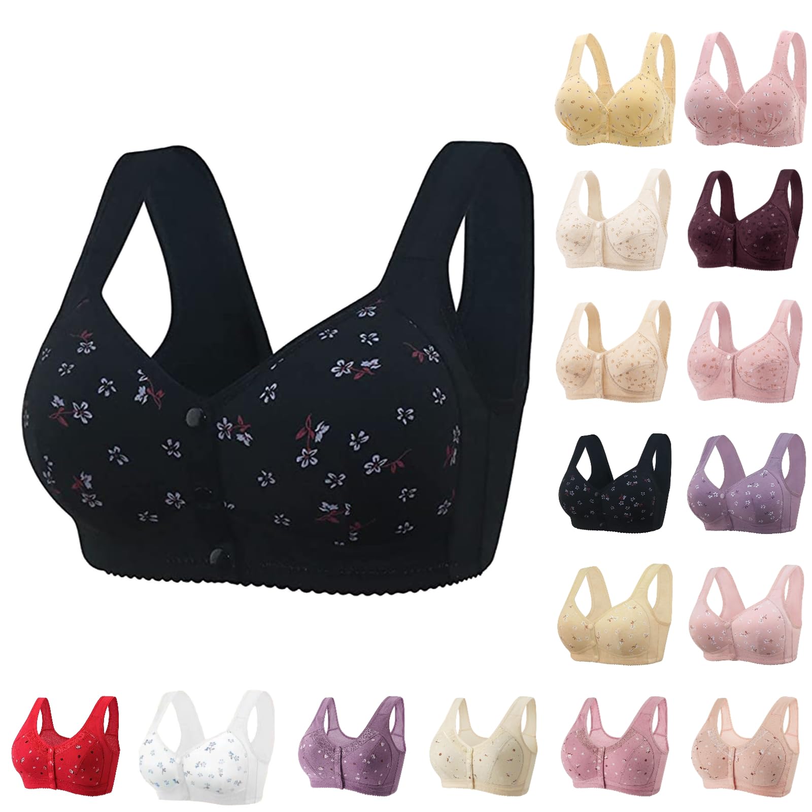 Genericdaisy bras for older women front closure no underwire minimizer bras for women full coverage seamless fits B-C Friendly