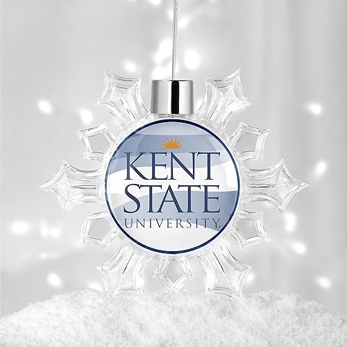 Miniatura 3 de Kent State University Adorno de árbol de Navidad con copos de nieve para fiesta de árbol, decoración de vacaciones en el hogar