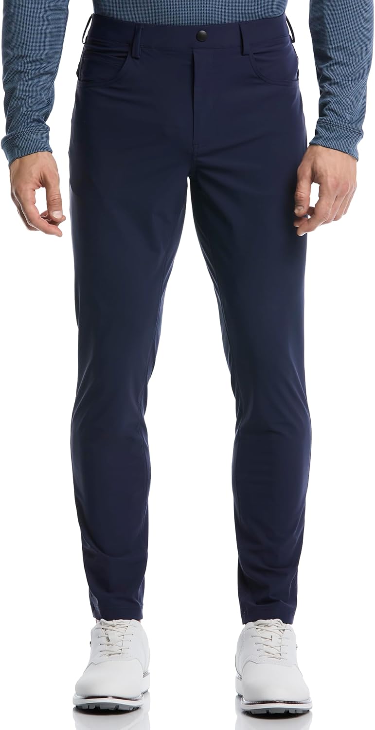 PGA Tour Mens 5-Pocket Performance Pull-on Golf Pants, 30"/32" Inseams, 4-Way Stretch, Moisture-Wicking, Sun Protection