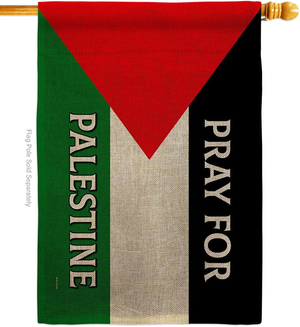 Pray for Palestine Burlap House Flag Support Cause Home Stand with Country International World Decoration Banner Small Garden Yard Gift Double-Sided, Made in USA
