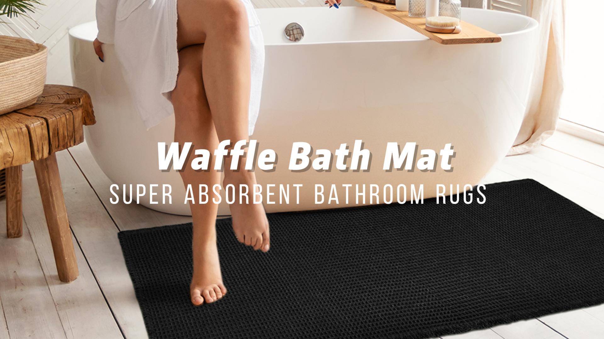 Amazon.com: ZALL Waffle Bath Mat Black Super Absorbent Non Slip