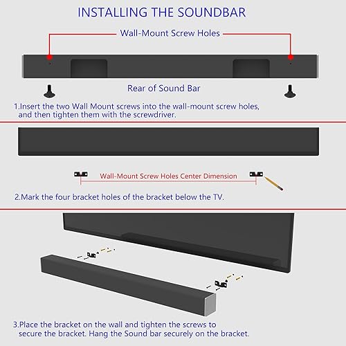 Miniatura 7 de Soporte de montaje de barra de sonido, soportes de montaje en pared para barra de sonido Vizio montada debajo o encima de TV, se adapta a la mayoría