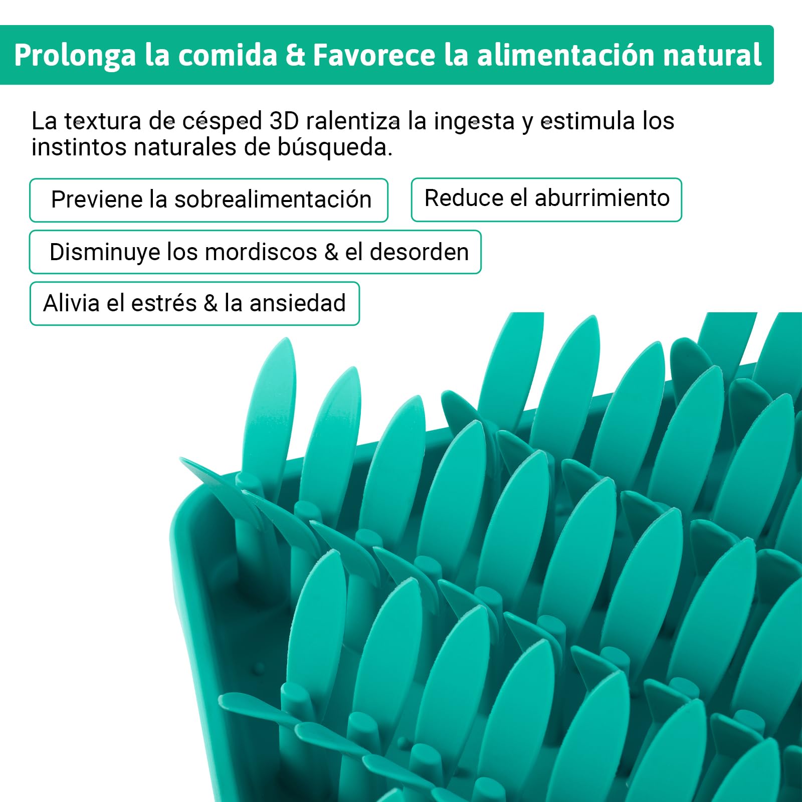PEGGY11 Alfombrilla Lenta para Perros y Gatos 28×28cm, Esterilla de Alimentación de Silicona Estilo Césped 3D, Alfombra Olfativa Antideslizante con Ventosas, Fácil de Lavar para Mascotas