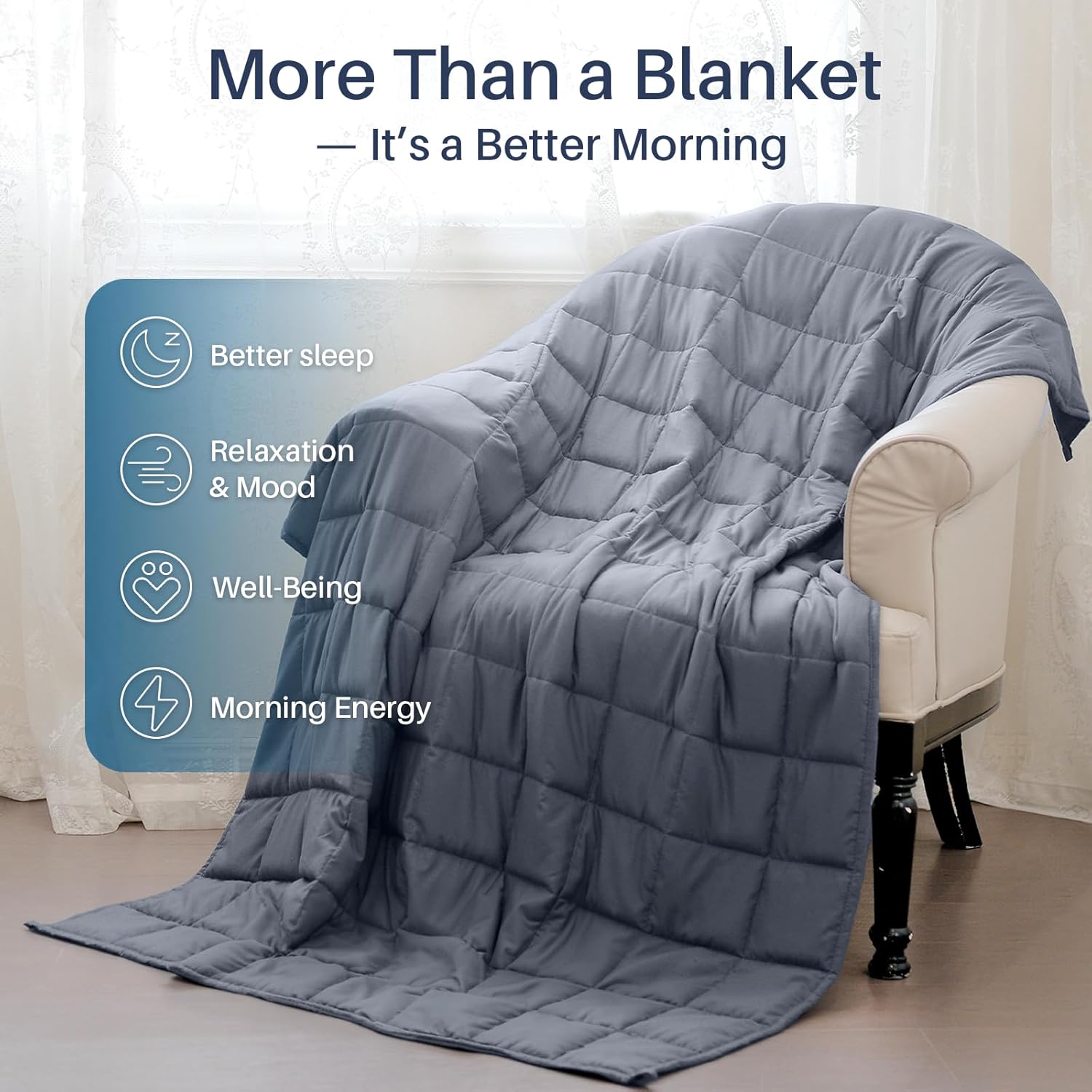 Weighted Idea Weighted Blanket for Adults (Dark Grey,48"x72",20lbs) Cooling Breathable Heavy Blanket with Premium Glass Beads All-Season Soft Thick Comfort
