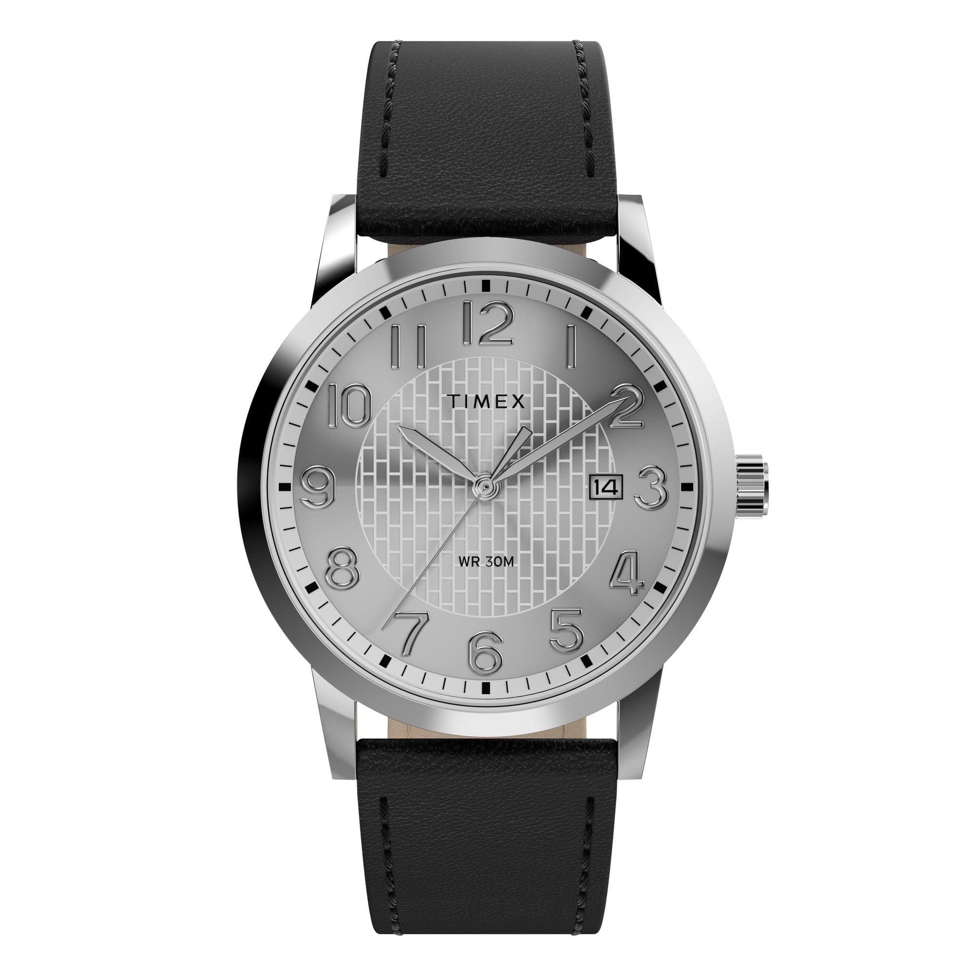 Men's Main Street 38mm Watch - Black Strap Silver-Tone Dial Silver-Tone Case