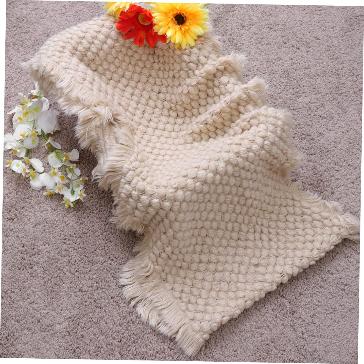 VICASKY 2piezas De Algodón Tejida para Fotografía De Bebés Diseño De Piña para Dormir Accesorios para Recién Nacidos Beige