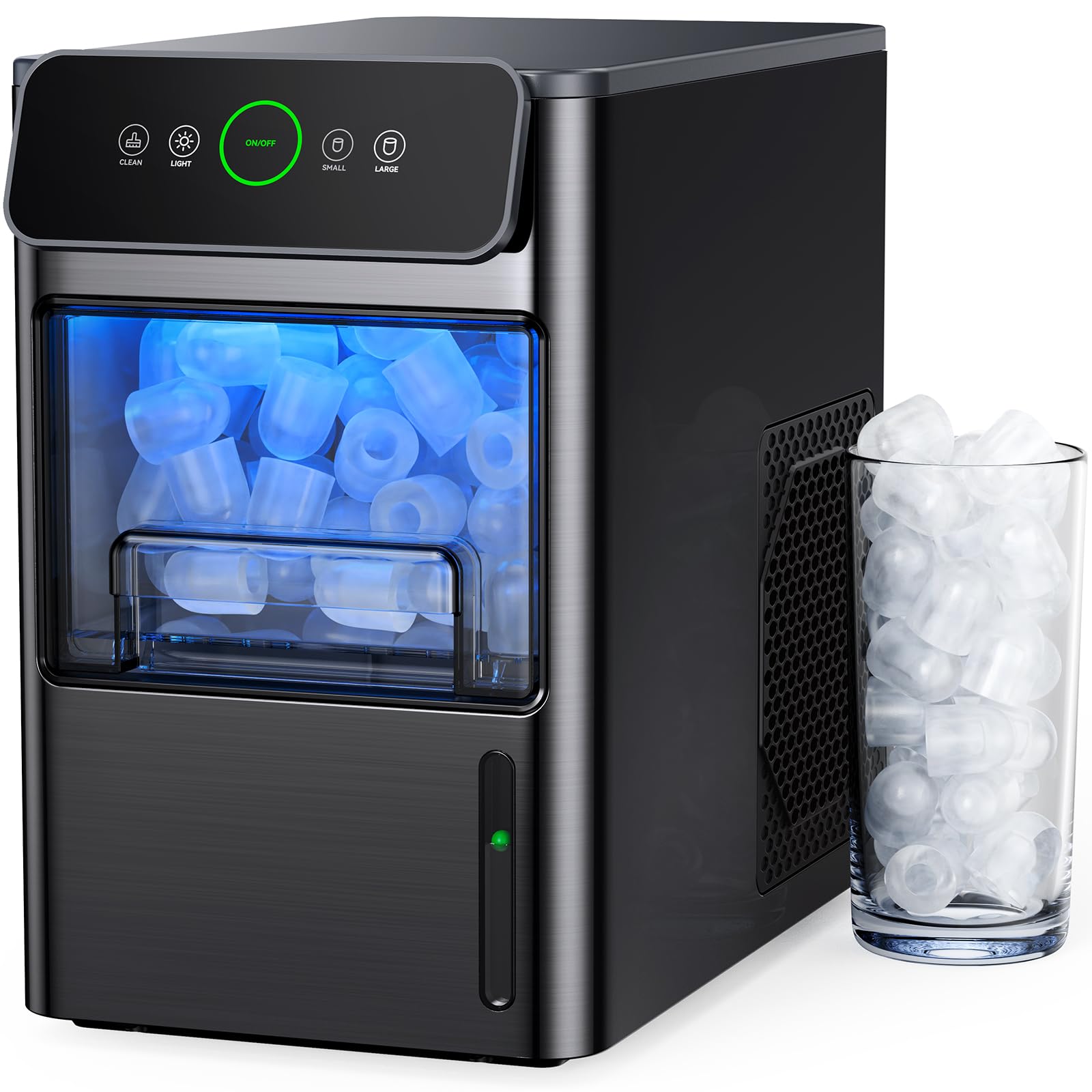 Silonn Portable Countertop Ice Maker - 20lbs of Bullet Ice per Day, Makes Ice in 6 Minutes, Stainless Steel with Visible Water Level Window, Ideal for Kitchen, Office, and Camping on Fridge.com