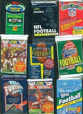 100 Vintage Football Cards in Old Sealed Wax Packs - Perfect for New Collectors