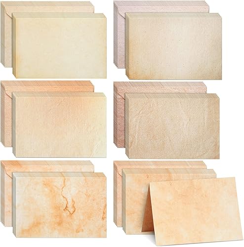 Paquete de 60 tarjetas y sobres en blanco de 3.9 x 5.9 in, papelería vintage para hacer tarjetas, invitaciones de fiesta, anuncios, álbumes de