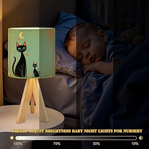 Miniatura 6 de Lámpara de mesa con trípode, retro, verde, de mediados de siglo, moderna Edad Atómica, moderna, verde azulado, negro, gato, lámpara pequeña, lámpara