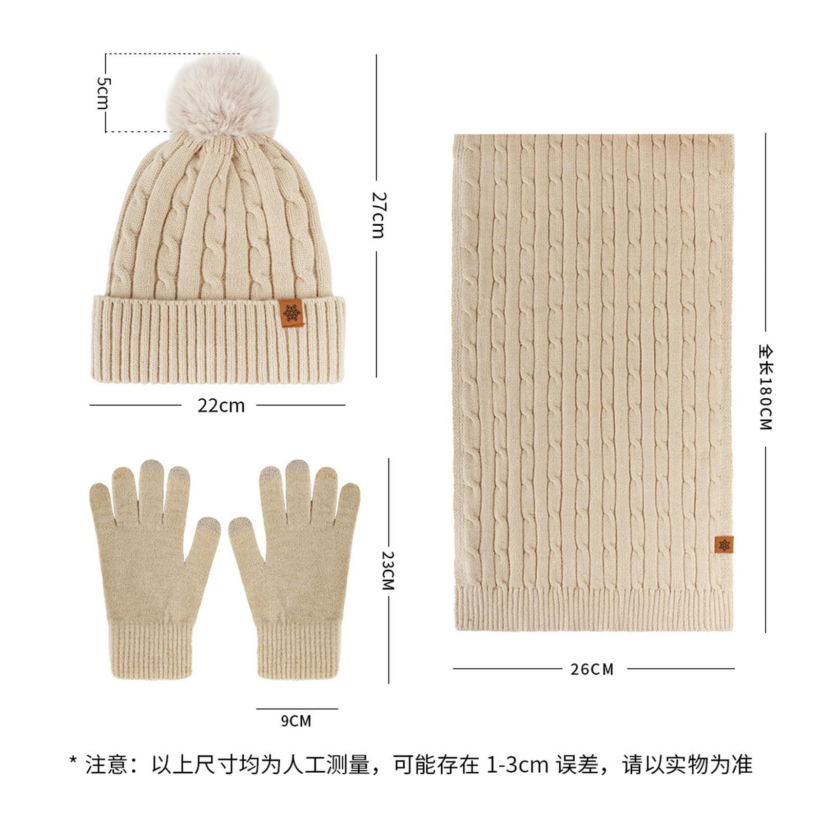 Set Cappello Sciarpa Guanti Invernali di per Lavorato A Maglia in Lana con Paraorecchie Caldo Invernale da Donna-Completo Tre Pezzi Nero