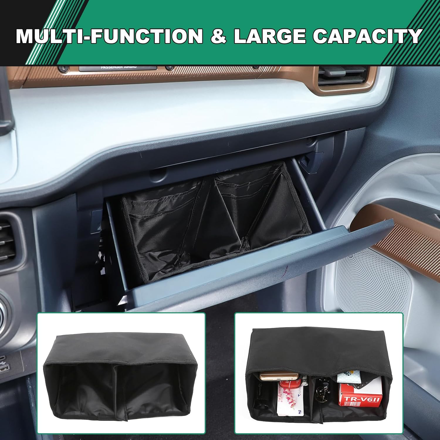 Daeiclru Glove Box Divider Organizer Compatible with Ford Maverick 2022-2025, Center Console Glove Divider Box Compartment Storage Bag Insert Secondary Storage Accessories