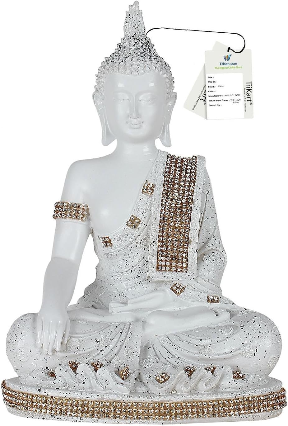 TiiKart Meditating Buddha sculpture (Polyresin, White) Buddha Idol