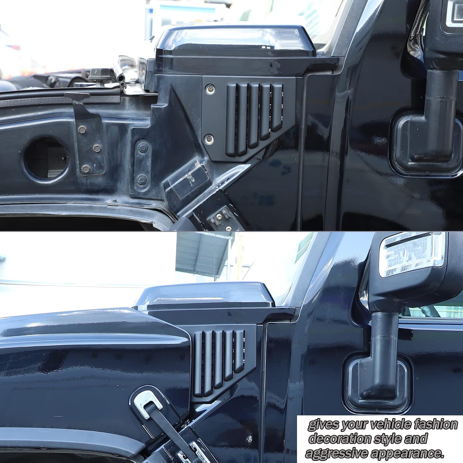 Vent Cover Chrome Hood Bezel Trim Compatible with Hummer H2 2006-2009， Engine Side Air Vent Grilles Cover, Auto Exterior Hood Side Air Vent Trim Cover Accessories, (2PCS) (Matt black)
