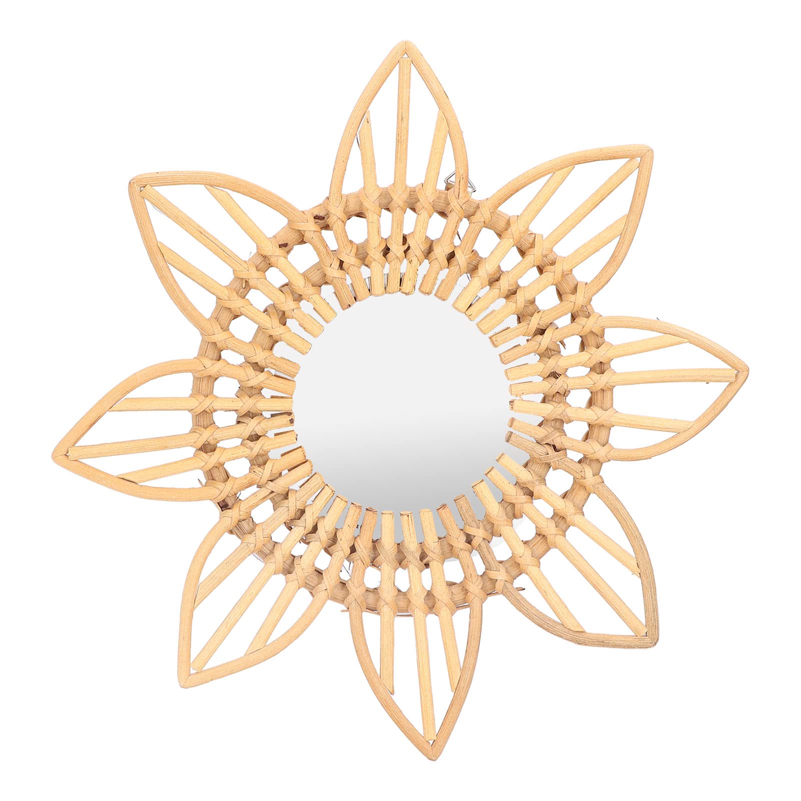 Natudeco Rattan Innovative Art Decoration Espejo de Maquillaje Espejo montado en la Pared Vestidor Retro Baño Espejo Colgante de Pared Accesorios de baño para el hogar Baño(Flor)