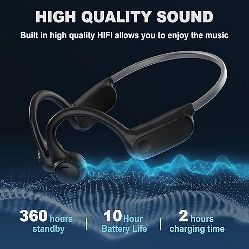 Miniatura 4 de S100 - Auriculares de conducción ósea con micrófono con cancelación de ruido, auriculares Bluetooth 5.2 sobre la oreja, auriculares deportivos IP54