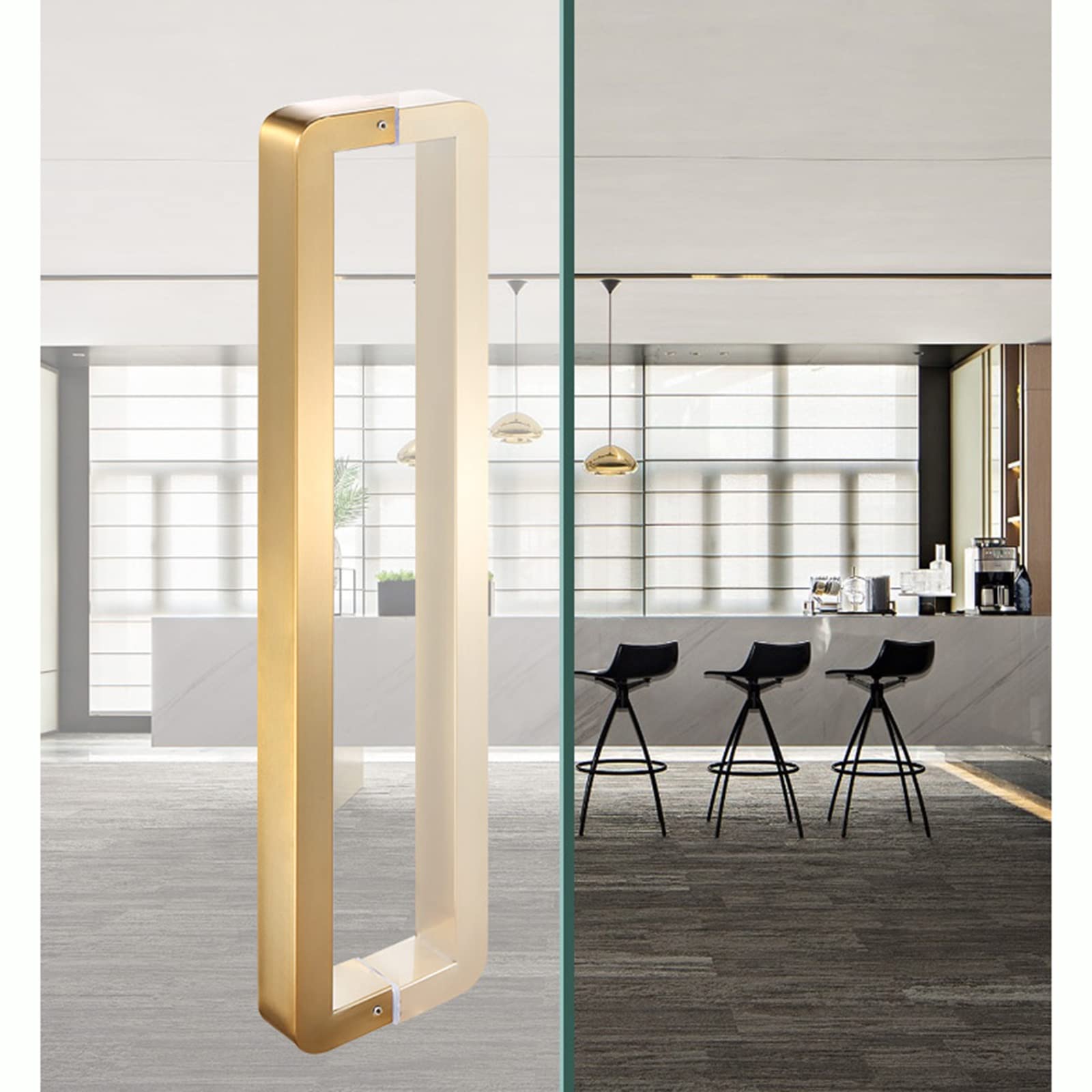 Poignée de porte coulissante en verre en acier inoxydable or