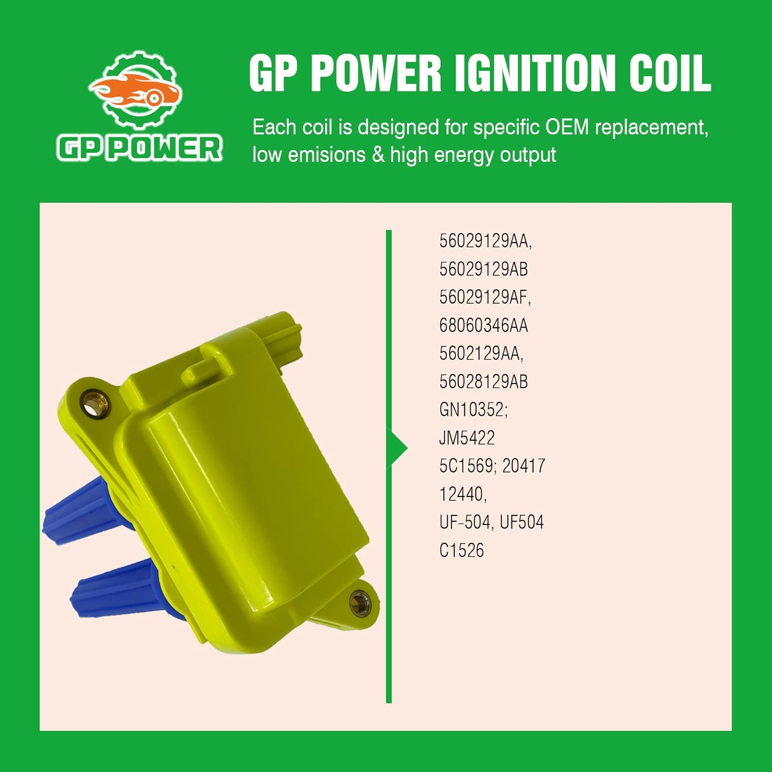 IGNITION COIL 56029129AF C1526 UF504 UF-504 SET OF 8 COMPATIBLE WITH Chrysler Aspen 300 Dodge Challenger Magnum Ram 1500-3500 Jeep Grand Cherokee Commander 5.7 6.1 6.2 6.4 V8