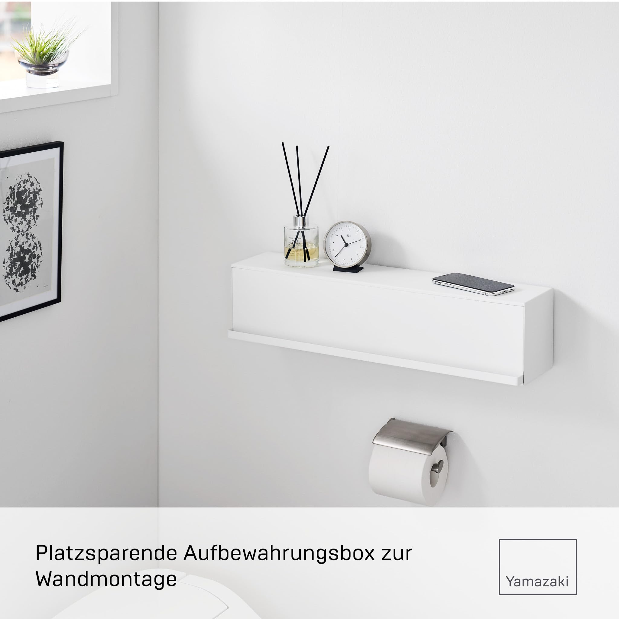 YAMAZAKI Tower Aufbewahrungsbox mit Wandbefestigung, weiß