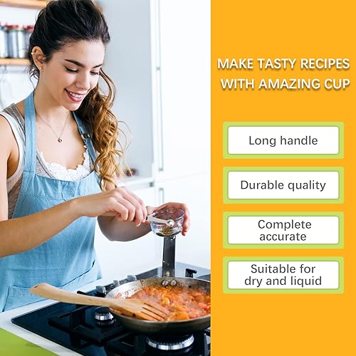 Miniatura 5 de 2 cucharas medidoras individuales de 14 cucharadita (0.0 fl oz) con agarre de silicona negra, cuchara de medida individual de acero inoxidable