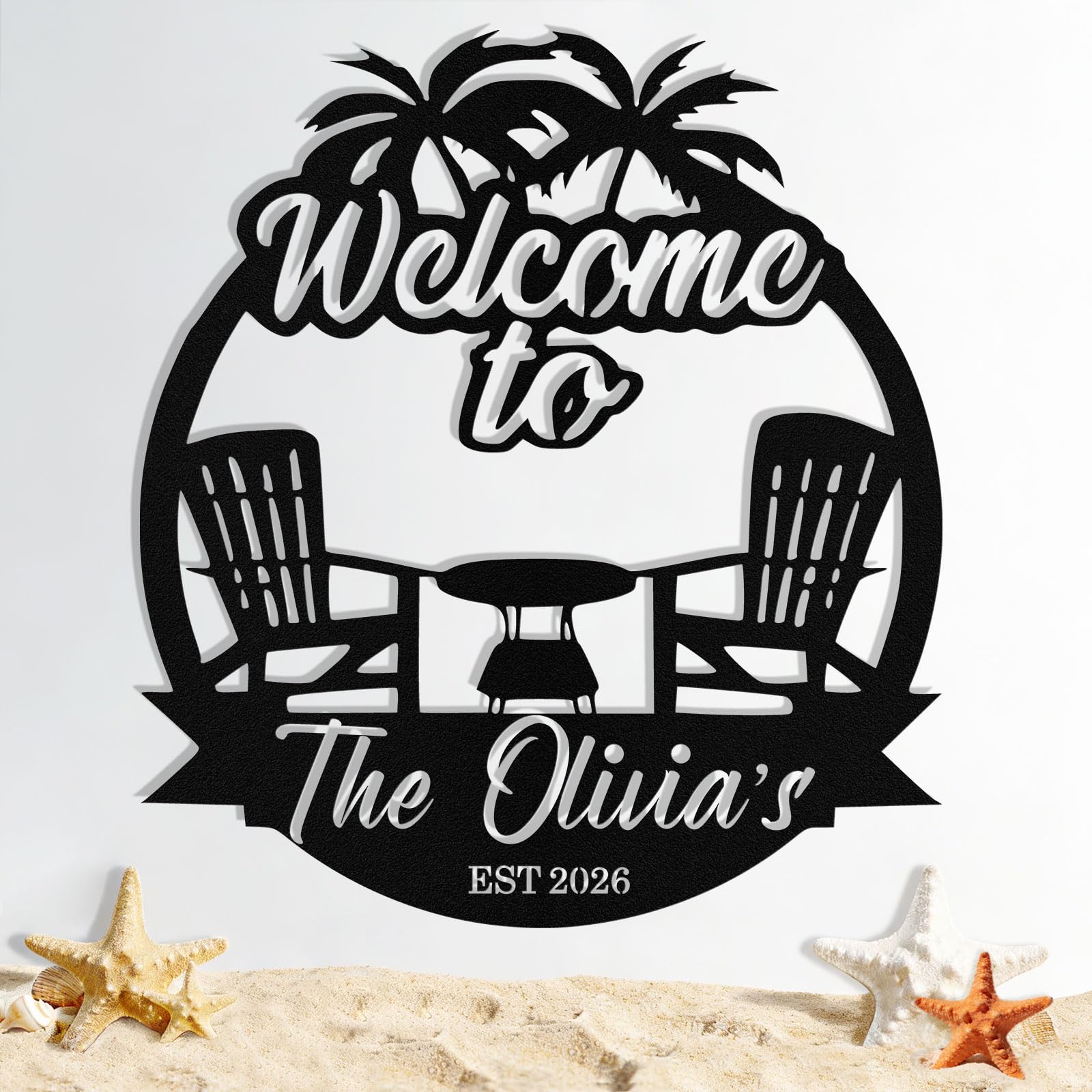 Custom Metal Beach Sign, Personalized Beach Sign Wall Decor for Outdoor