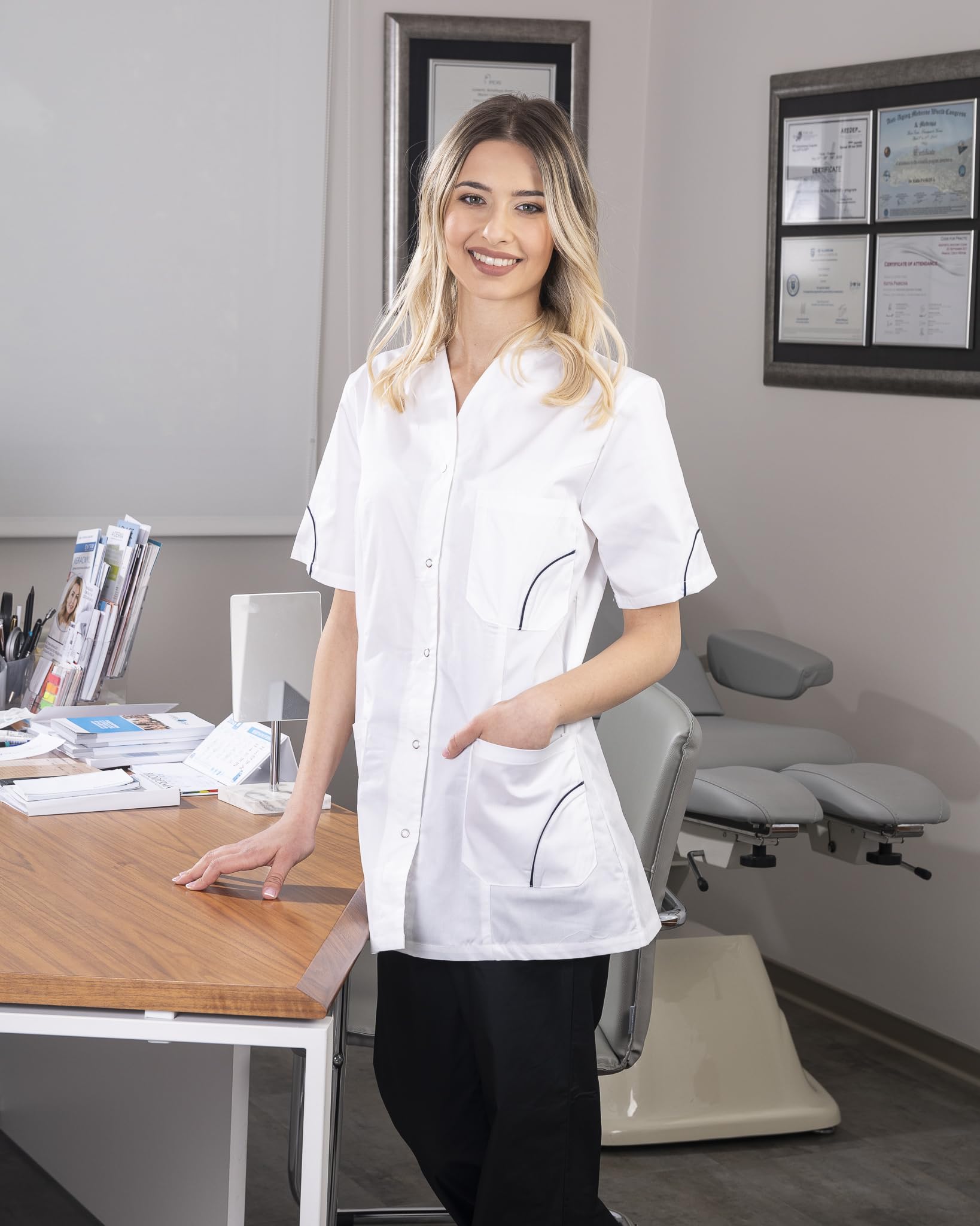 B-well Silvia - Tunique à enfiler - À manches courtes et avec boutons - Pour femme