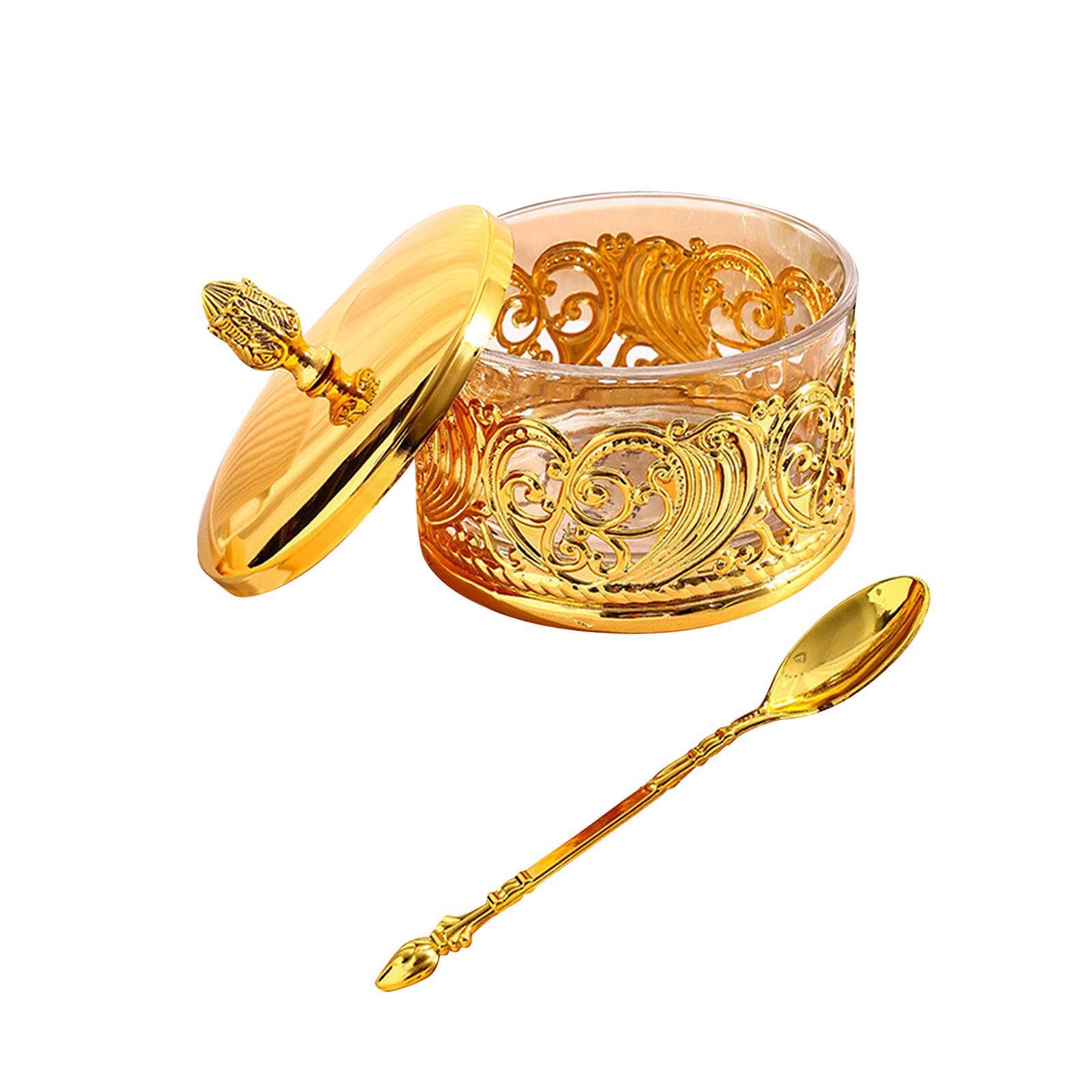 QIXCXAZ Sugar Bowl with Lid Embossed Candy Canisters for Housewarming