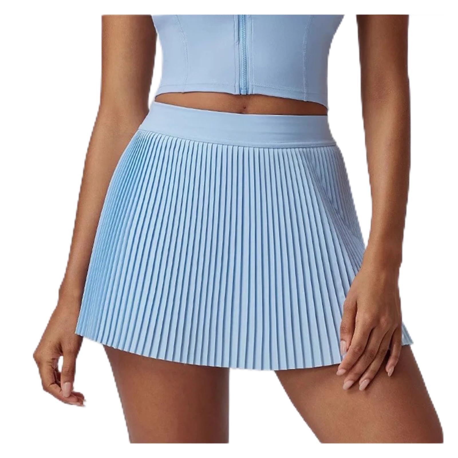 Tennisrock Damen Damen Fitness Hosenrock Akkordeon Plissee Design Anti-Licht Leck Fake Zweiteiliges Set