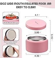 Vista 4 de Termo de sopa de 13.5 oz para comida caliente para niños con tapa de hebilla, tarro de alimentos aislado al vacío de boca ancha, recipiente