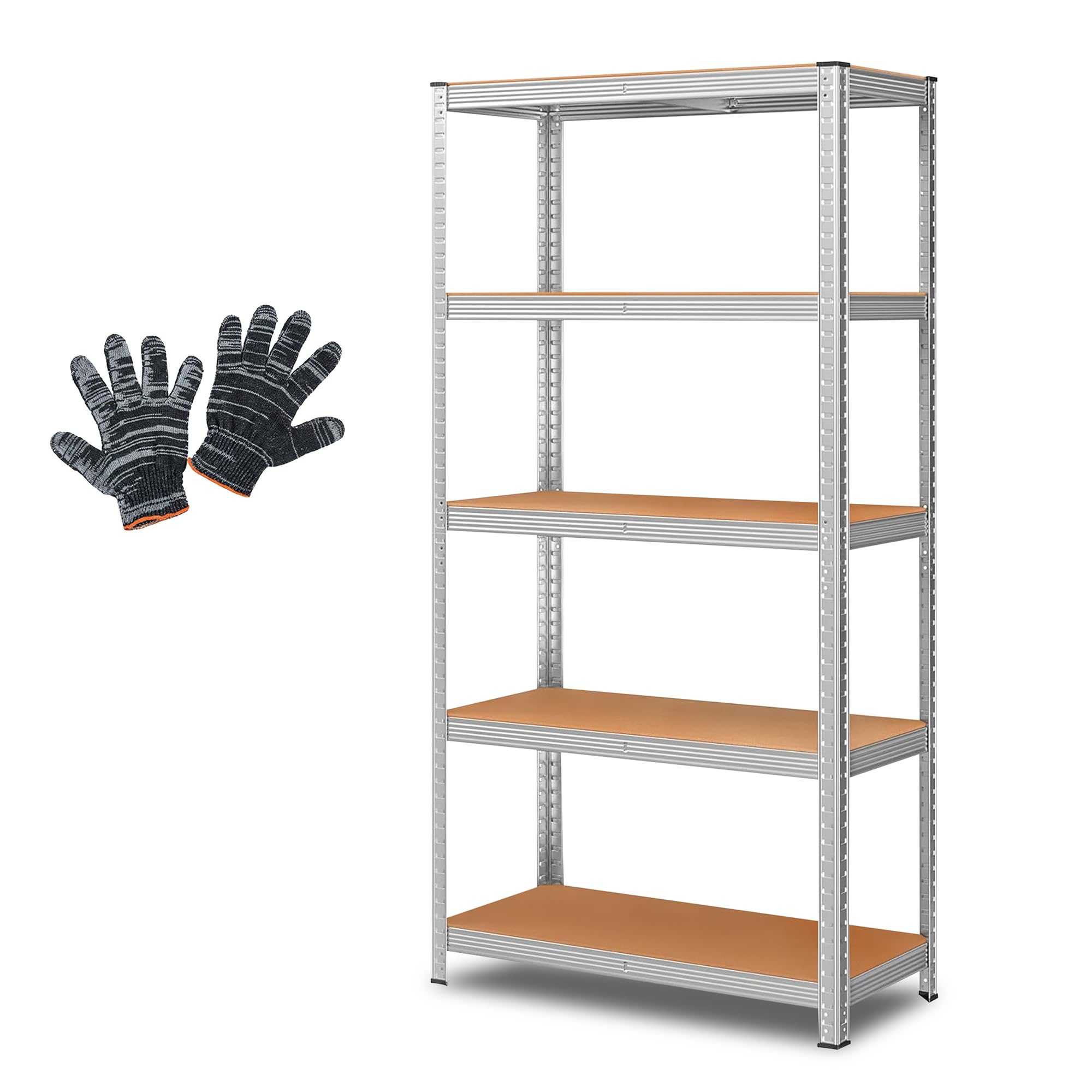 Crystals 5-Tier Racking Shelf Heavy Duty Garage Shelving Units - 180cm x 90cm x 40cm with 875KG Total Capacity (175KG Capacity per Shelf) - Perfect for Workshop, Shed, or Office Storage [1-BAY]