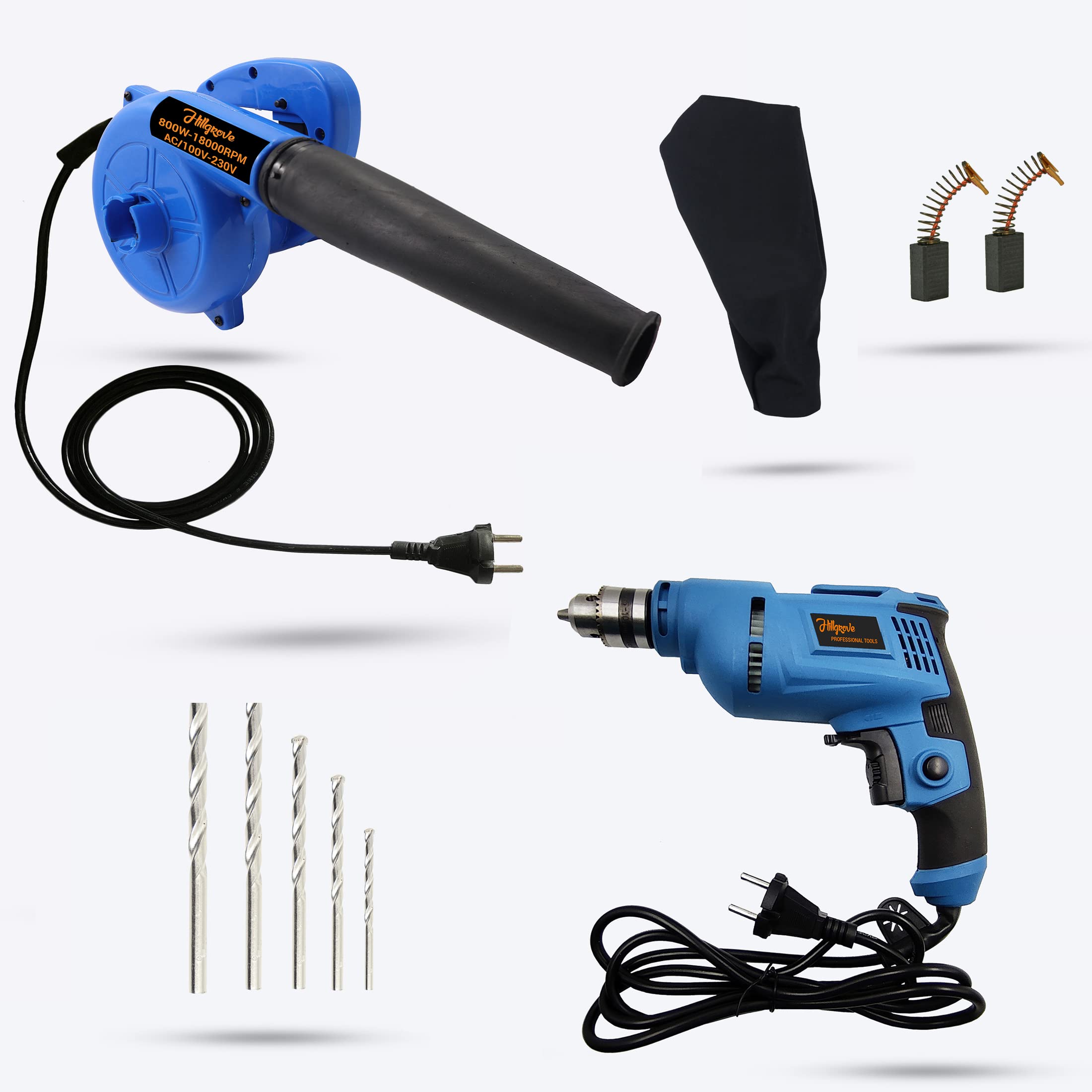 Hillgrove HGCM23M1 800W-18000RPM Air Blower Machine and Suction Dust Cleaner for AC/Computer/Home with Drill Machine Include Masonry Drill Bits, Cleaning Forward Curved Air Blower(Corded Vacuum) HGCM23M1-image-27