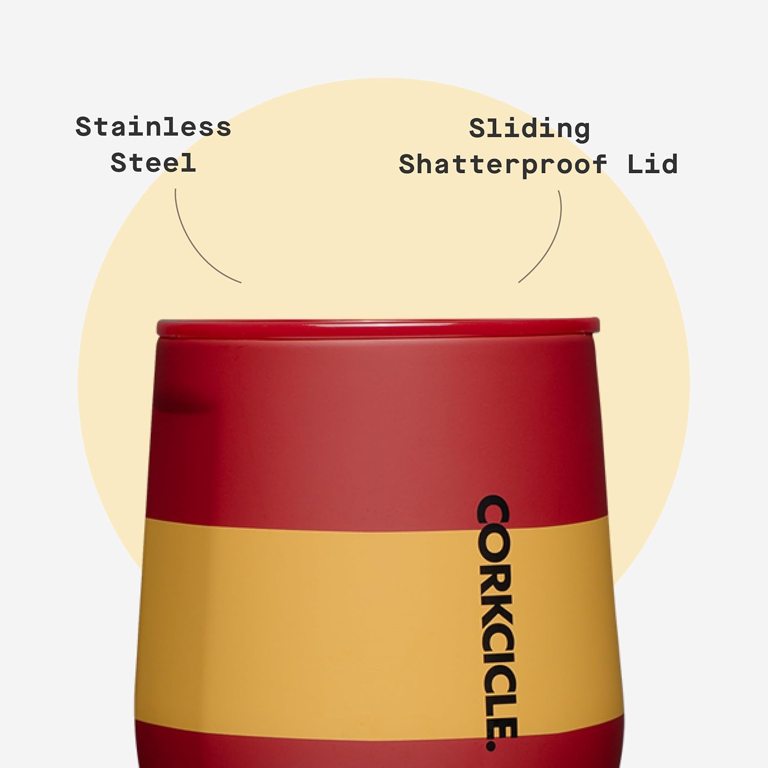 Corkcicle Stemless Insulated Wine Glass Tumbler - Keeps Beverages Cold 6 Hours & Hot 3 Hours - Stainless Steel - Easy-Grip - Summer Drinkware Gift - Keeps Drinks Ice Cold - 12 oz - Gryffindor - Image 5