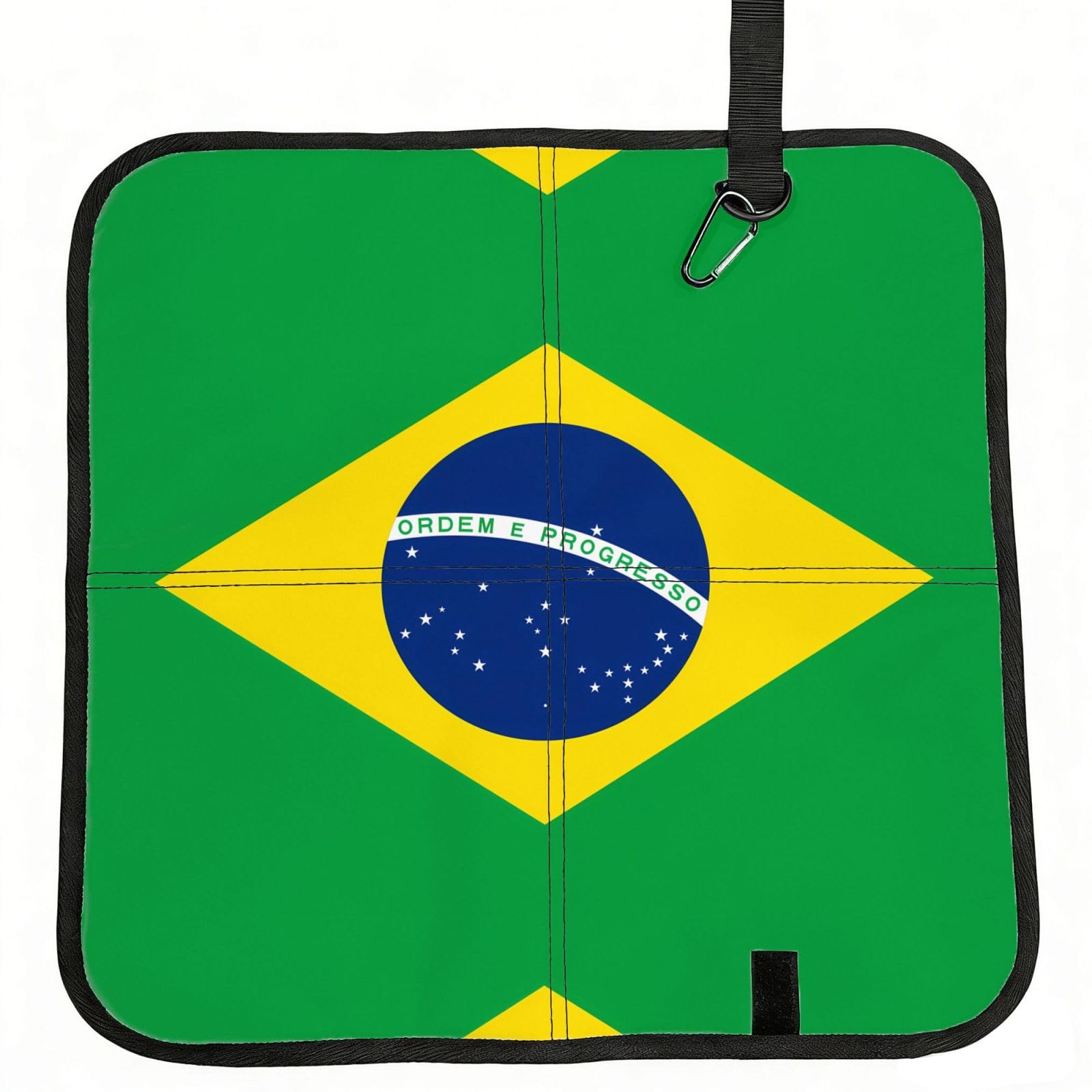 WZYCWB Brazilian flag Foldable Seating Cushion with Carabiner - Stadium Mat for Camping, Hiking and Outdoor Activities