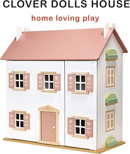 Miniatura 2 de Mentari Clover - Casa de muñecas grande de madera, un palacio mágico para el tiempo de juego con paneles abatibles, mejora el tiempo de juego con un