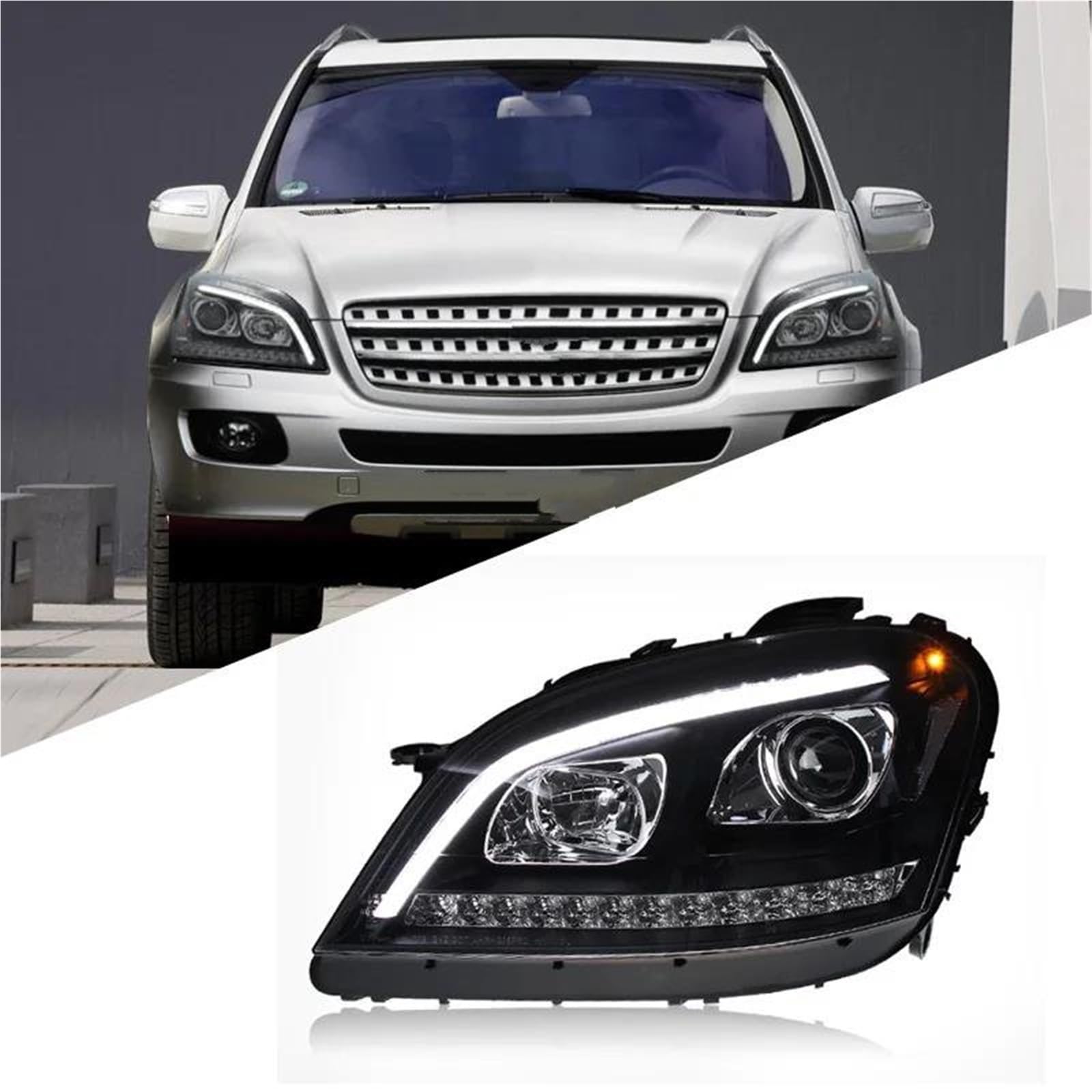 Migliora la sicurezza della guida notturna Gruppo Fari Auto Modificato Luci Di Marcia Diurna Streamer Indicatori Direzione Accessori Per Benz W164 2005-2008