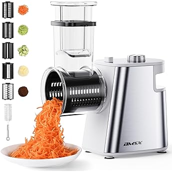 Electric Cheese Grater, Salad Maker With 5 Different Shapes of Blades, 250W Electric Slicer Shredder, Electric Salad Machine for Cheeses, Fruits and Vegetables