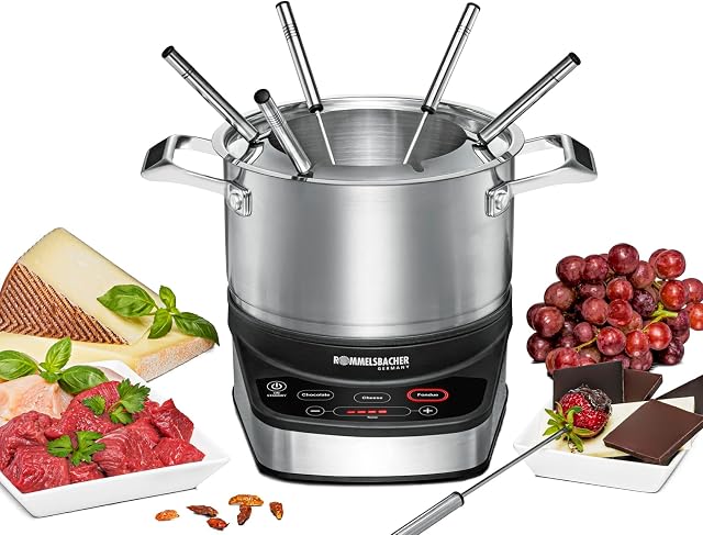 Rommelsbacher F 1200 elektryczny zestaw do fondue, stal nierdzewna, 2,5 l