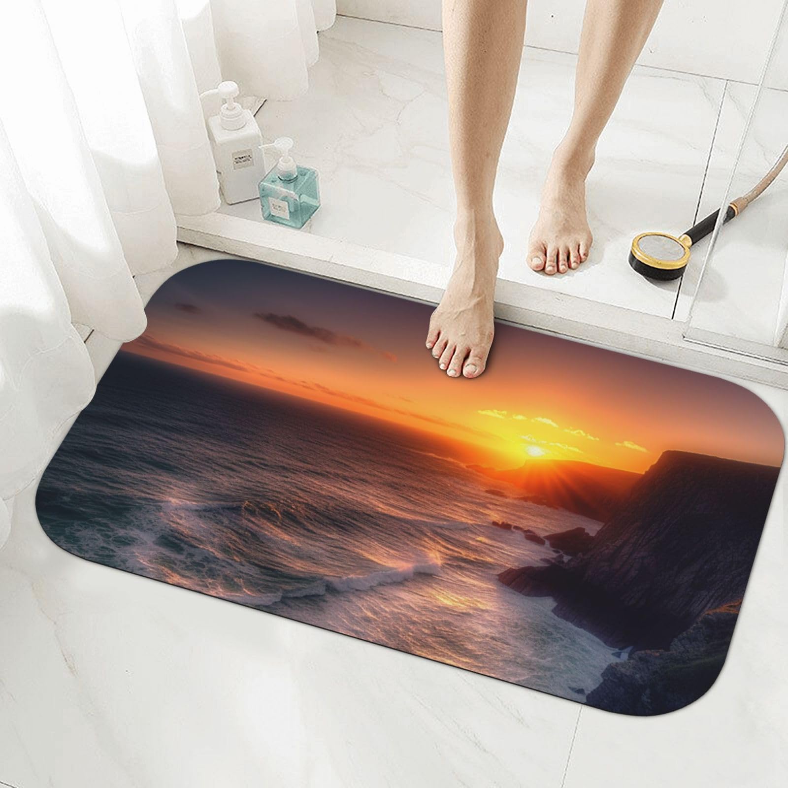 Tapis de bain en pierre super absorbant douche tapis de sol diatomée