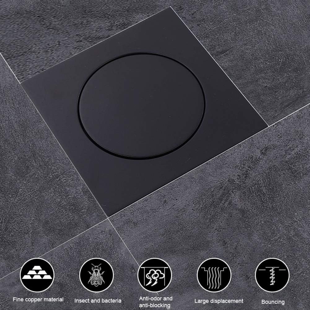 All Copper Anti Odor Rustproof Bathroom Bouncing Floor Drain Waster Stopper Bathroom Supplies Floor Drain,Svart
