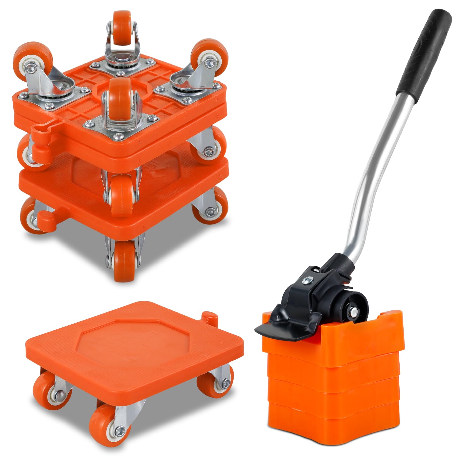 400KG/880LB Furniture Mover Tool Set Heavy Duty Furniture Lifter 360° Rotation Wheels Furniture Movers Labor-Saving Furniture Transport Lifter Tool for Sofas Refrigerators Bed Desk (Orange)