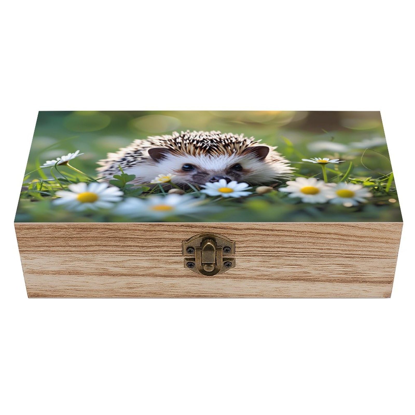 asbwuo Sun Hedgehog Vintage Wooden Keepsake Box