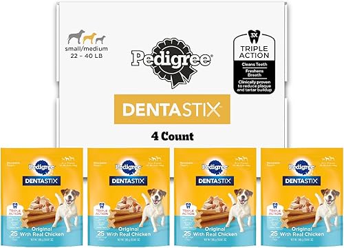 Miniatura 1 de Pedigree DENTASTIX - Golosinas dentales para perros pequeñosmedianos, sabor original, 55.72 onzas, paquete múltiple (100 golosinas)