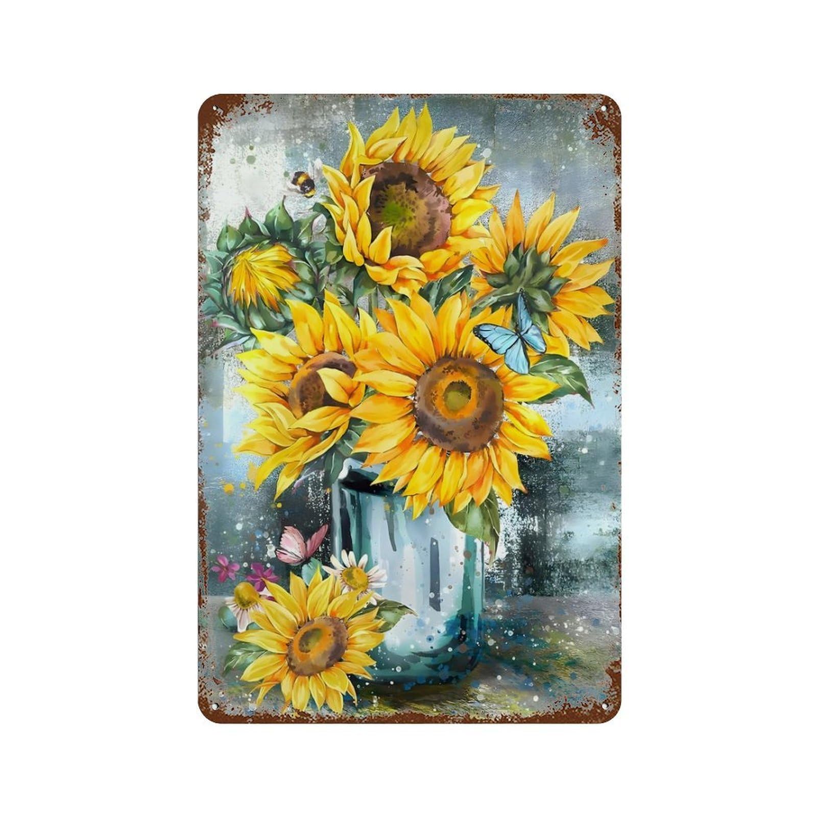 xiaoxiaoshen Sunflower Wall Decor Art Metal Tin Poster Modern Home Decor Art Home Bar Shop Decorations Vintage Sign 30x20cm