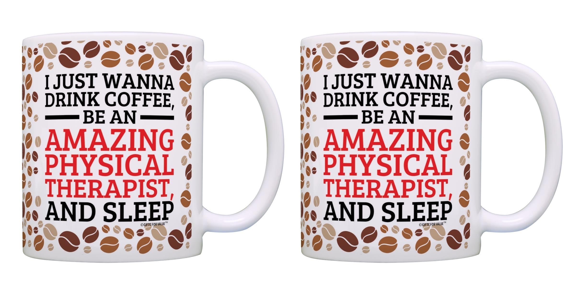 Physical Therapist Gift Drink Coffee Be Amazing Sleep 2 Pack 11oz Ceramic Coffee Mug Set
