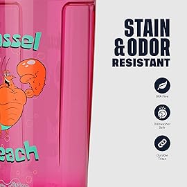 BlenderBottle Spongebob Shaker Bottle Pro Series Perfect for Protein Shakes and Pre Workout, 28-Ounce, Orange/Pink, Mussel Beach
