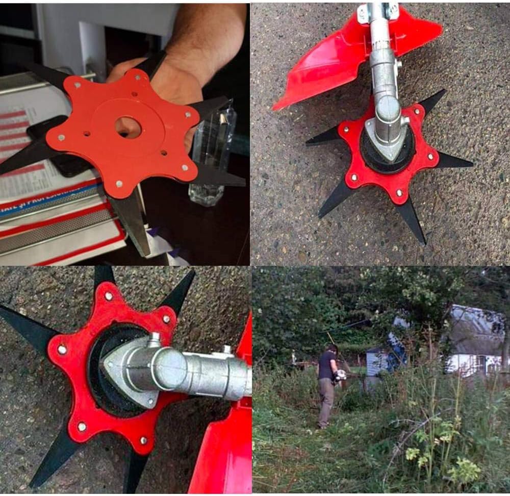 SADAIV NIPUN SNEA006 Premium 6 Head, Upgraded Universal Weed Eater Blades Metal, 65Mn Professional Trimmer Head (Red) 1