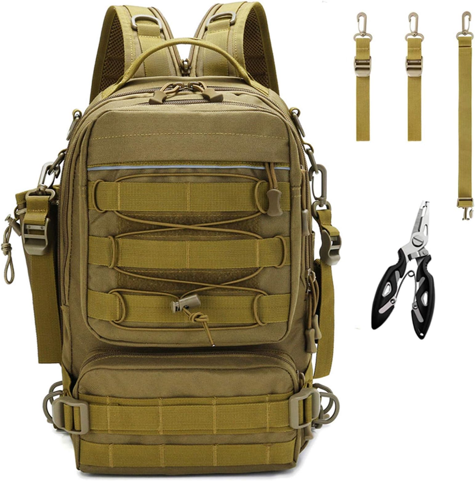 Fishing Tackle Backpack Storage Bag, Outdoor Shoulder Backpack, Fishing Gear Bags with Rod Holder and Fishing Plier