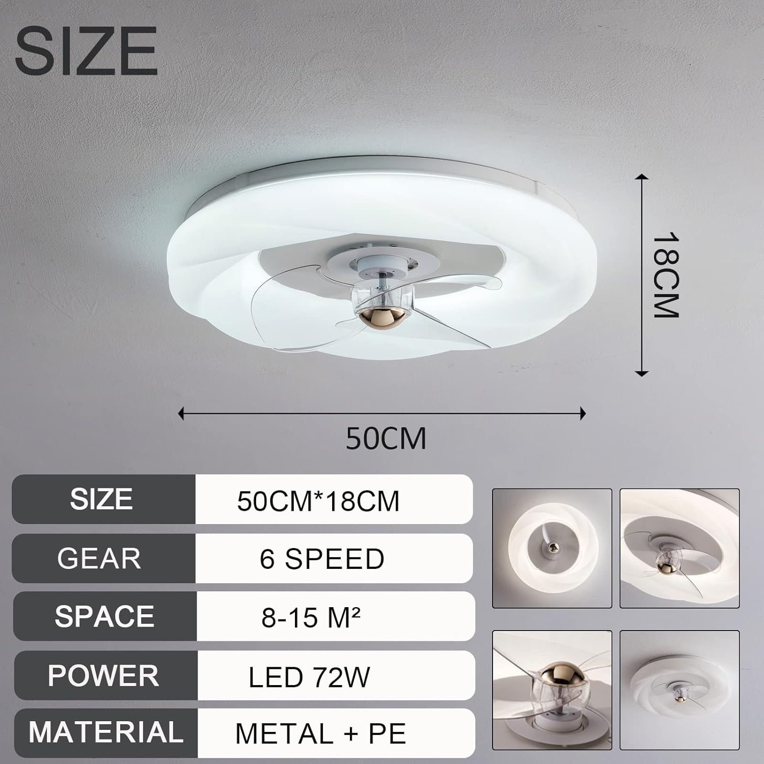 YUEGOO Ceiling Fans with Lamps,Ceiling Fan with Light Dc Reversible 6 Speed Timer Modern Fan Lights Ceiling Led Dimmable Ceiling Fan Chandelier Winter Summer Mode for Bedroom Child Room/C